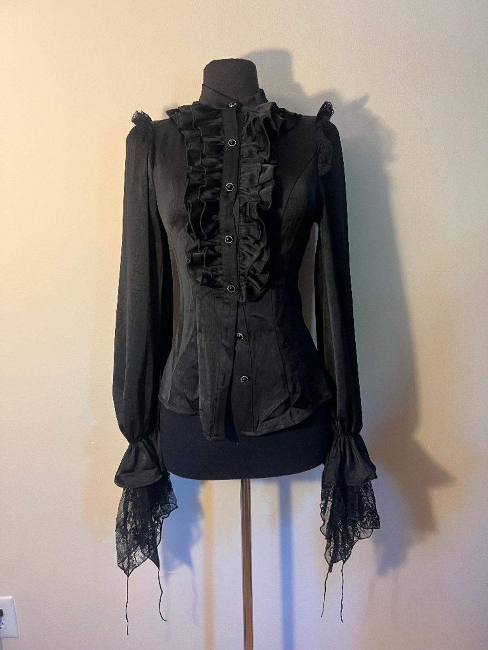 Dark in Love Gothic Victorian Ruffle Front Blouse
